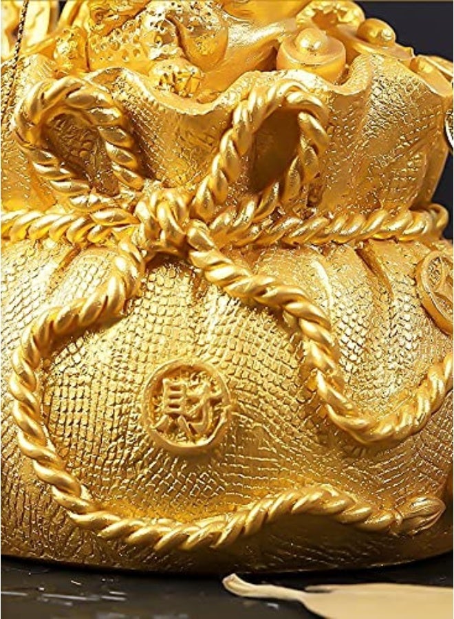 Mose Cafolo Feng Shui Crystal Money Tree with Dragon Pot Citrine Tree Hangs Lucky Cold Coins Bonsai Style Decoration for Tabletop Decoration Home Office Store (Gold) - Image 3